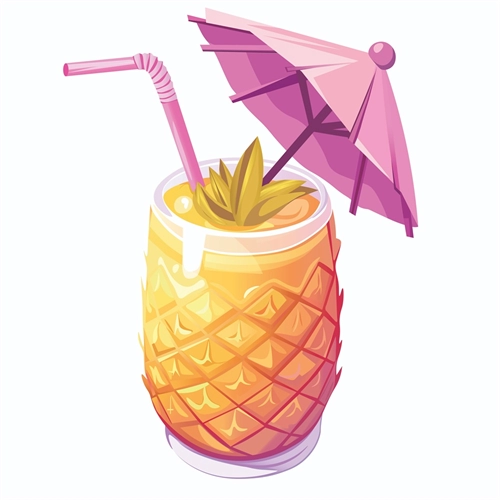 Summer Theme Pineapple Drink Transparent Sticker